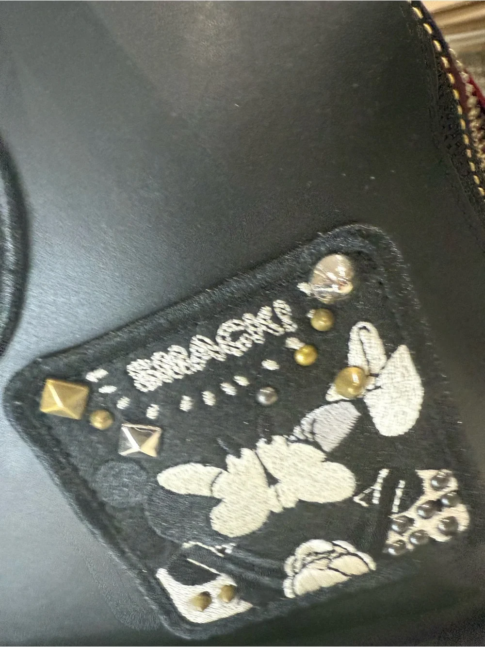 Coach Disney X Retired Black Leather Mickey Mouse Patch Backpack